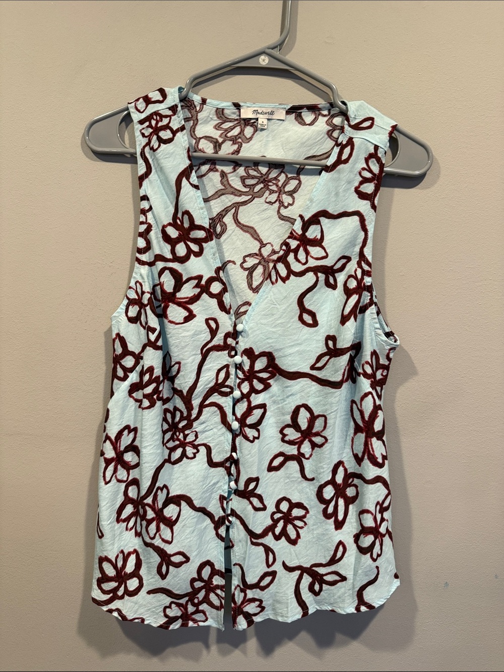 Madewell Cutaway Vest Top in Floral (Colorway: Gentle Wind): NWOT. Size 6